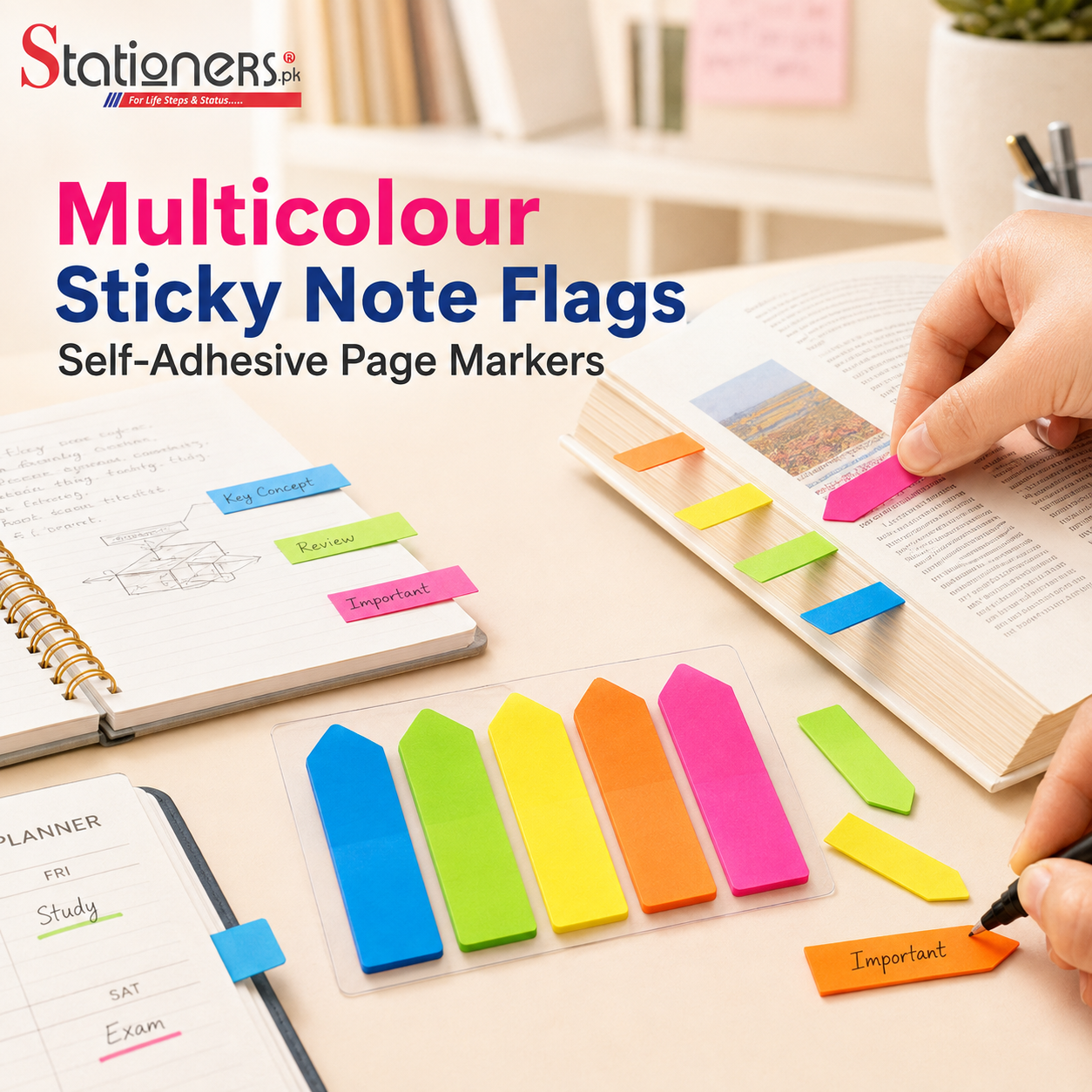 Multicolour Sticky Note Flags – Self-Adhesive Page Markers