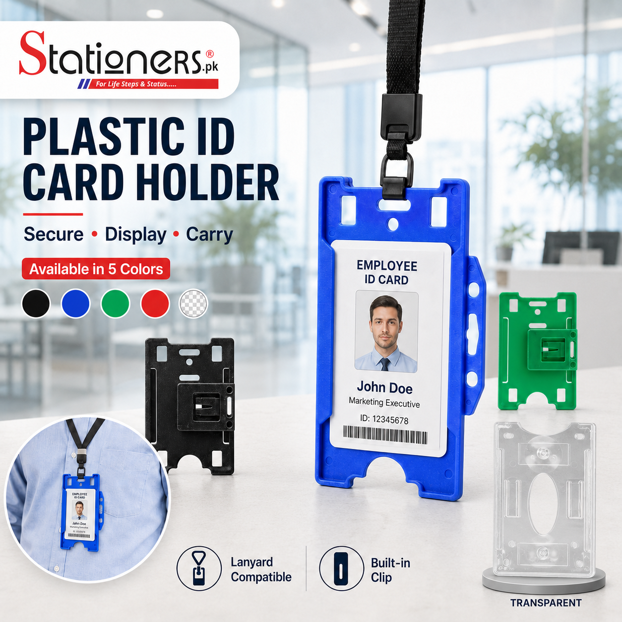 Plastic ID Card Holder Pack Of 3