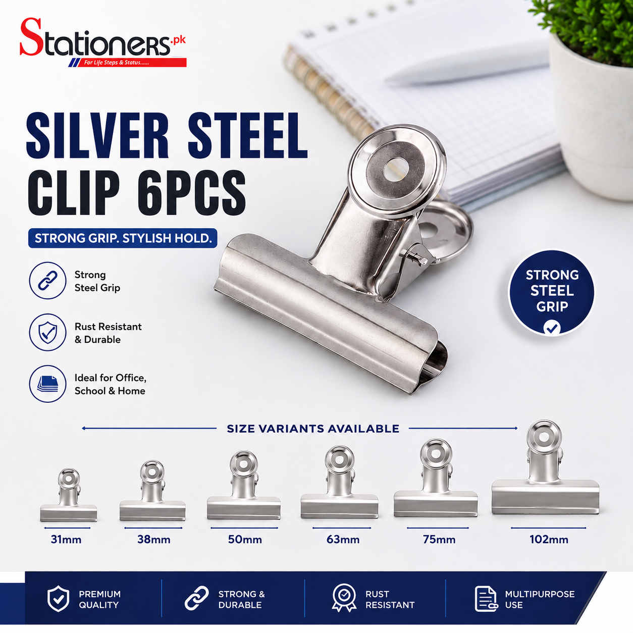 Silver Steel Clip 6pcs
