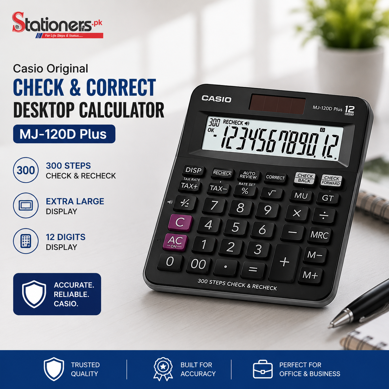 Casio Original Check and Correct Desktop Calculator MJ-120D Plus