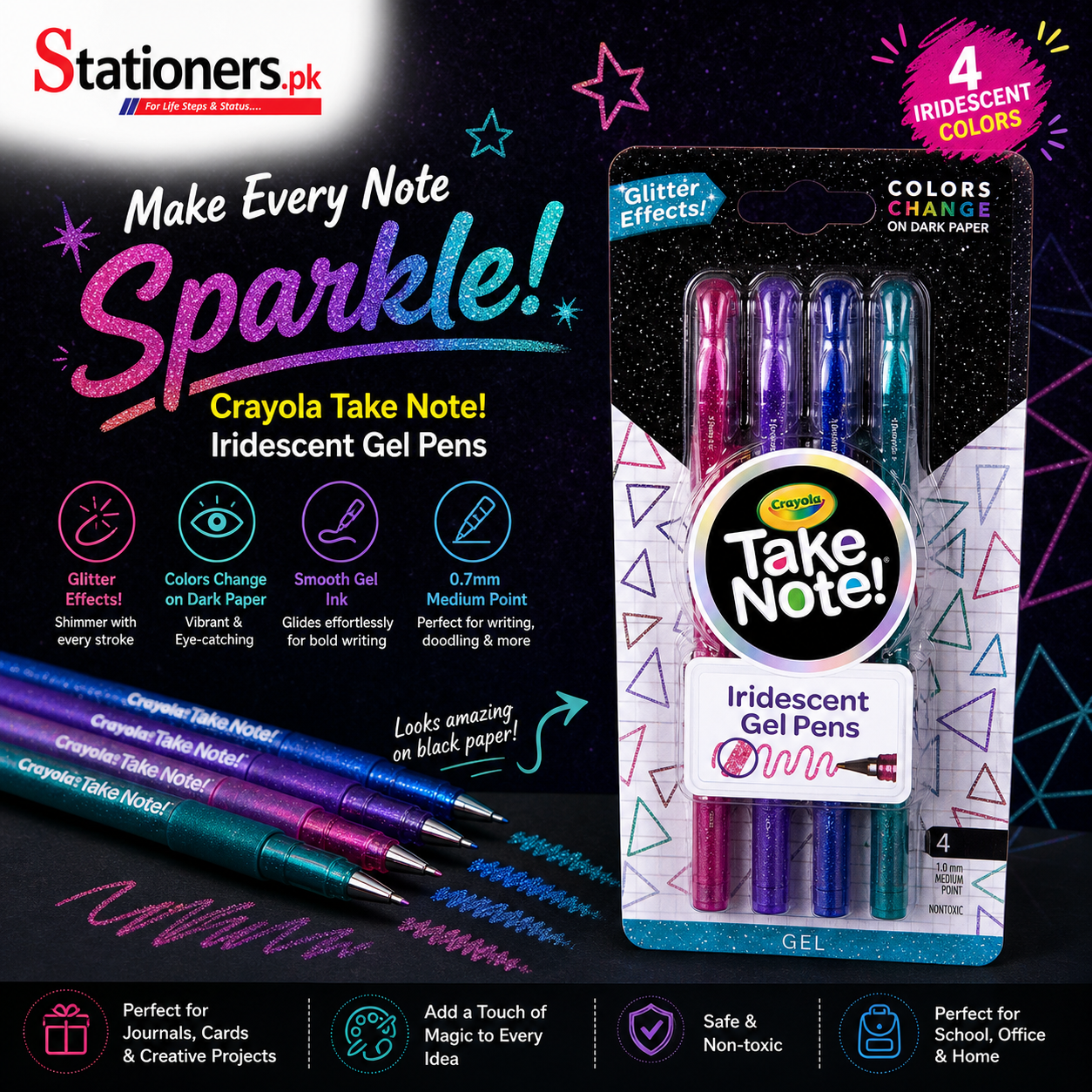 Crayola Take Note Iridescent GEL Pens