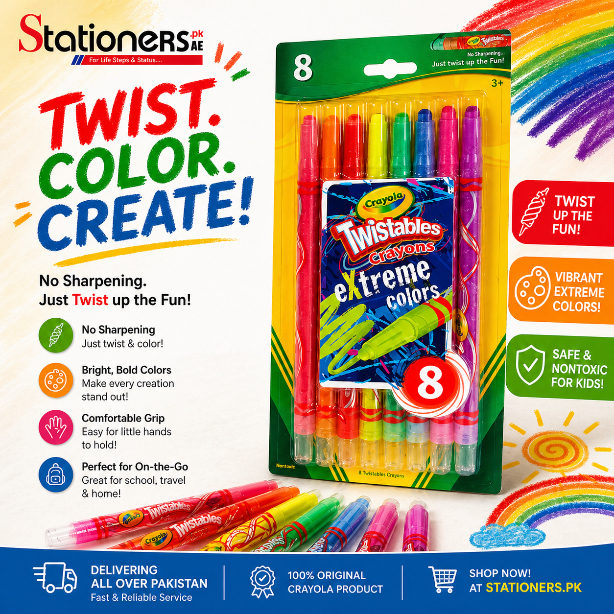 Crayola Twistables Crayons Extreme 8ct for Kids 529738