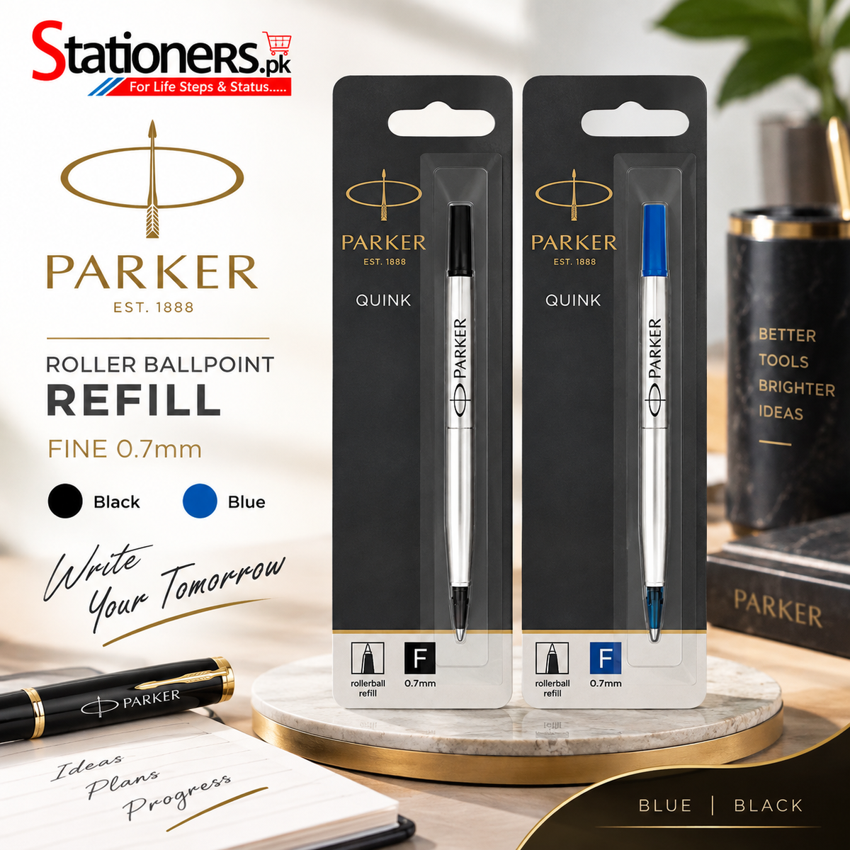 Parker Roller Ballpoint Refill Fine 0.7mm – Blue & Black