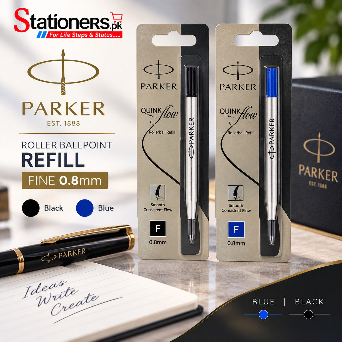 Parker Roller Ballpoint Refill Fine 0.8mm – Blue & Black