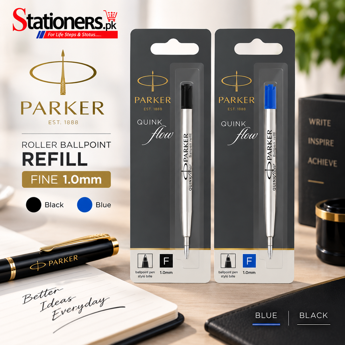 Parker Roller Ballpoint Refill Fine 1.0mm – Blue & Black