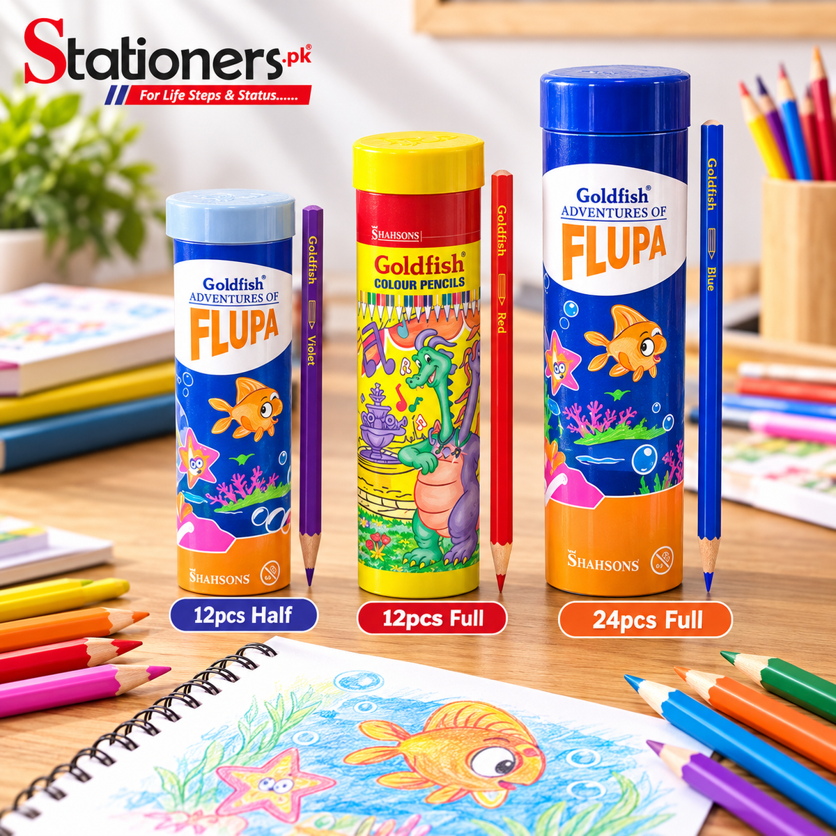 Goldfish Flupa Color Pencils Jar