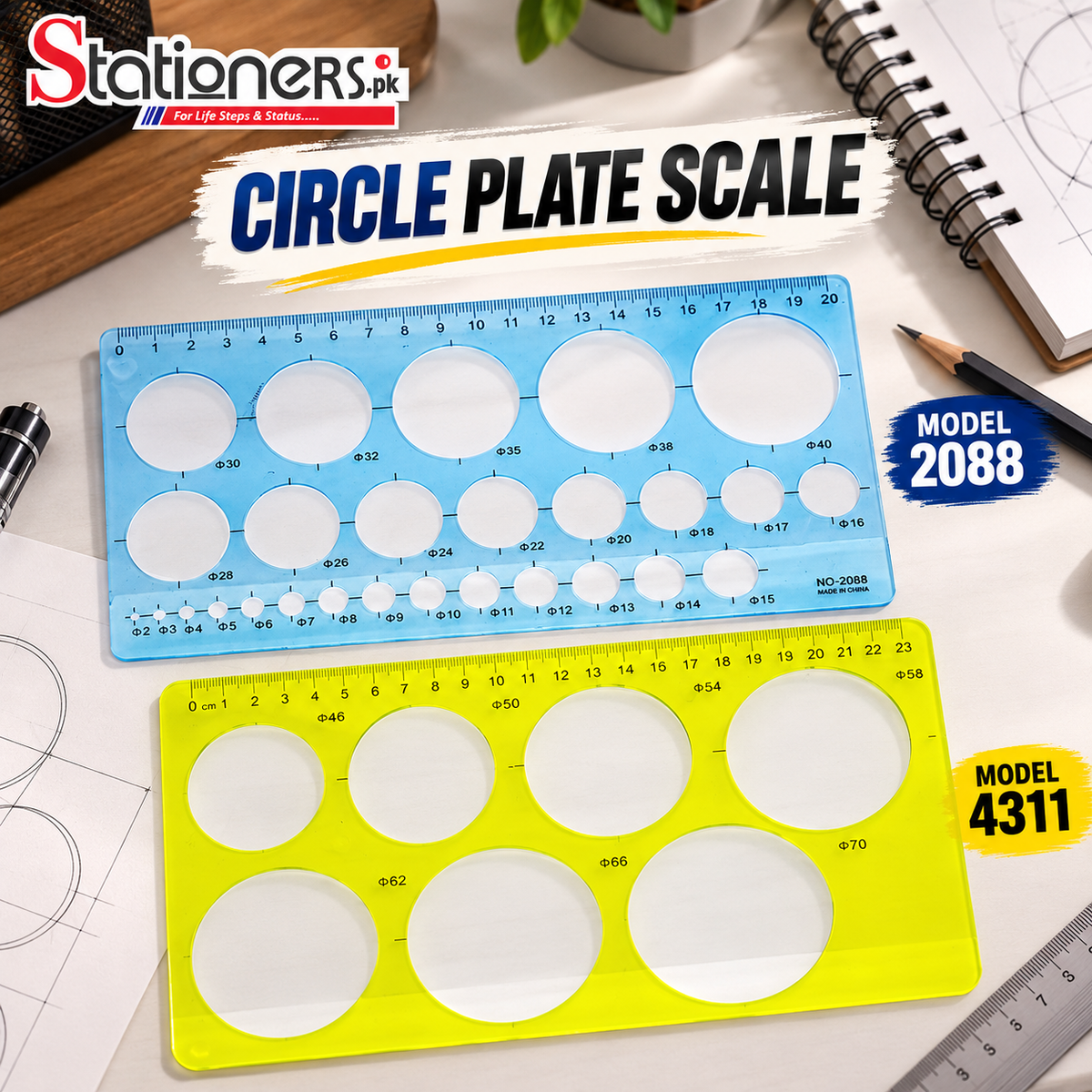 Circle Plate Scale 2088 & 4311 – Geometric Circle Template Ruler for Drawing, Drafting & Technical Design