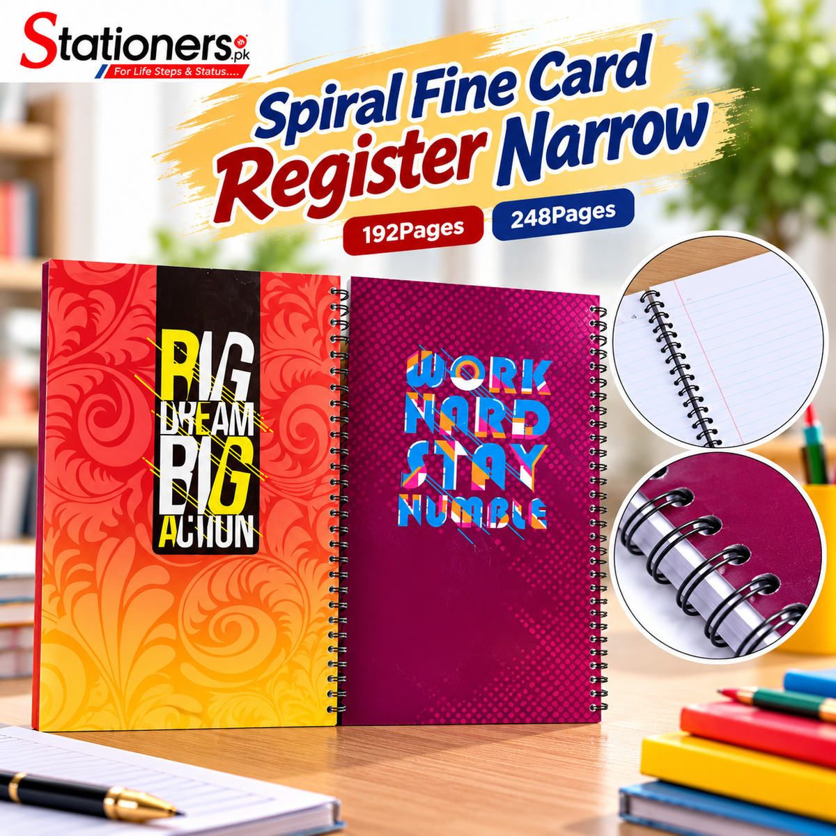 Spiral Fine Card Register Narrow – 192 Pages & 248 Pages