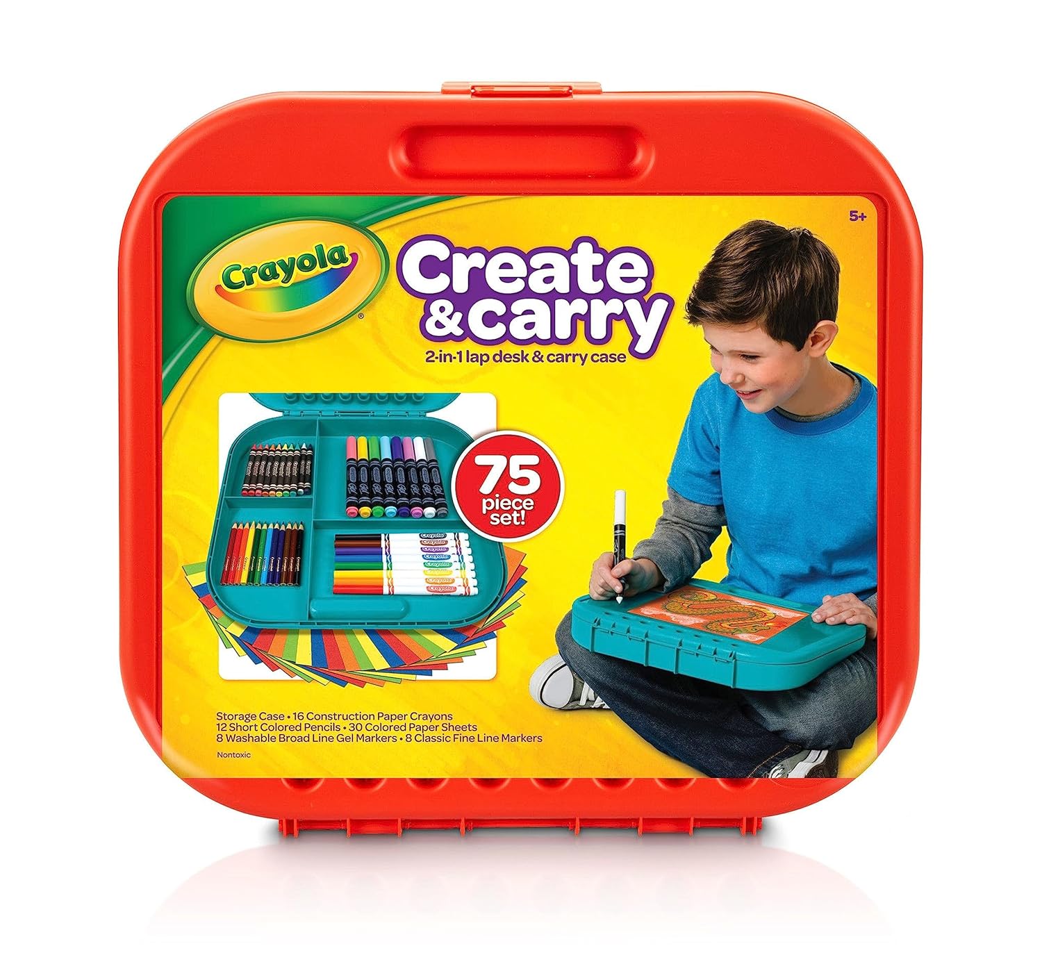 Crayola Create 'n Carry Case, Portable Art Tools Kit 75Pcs