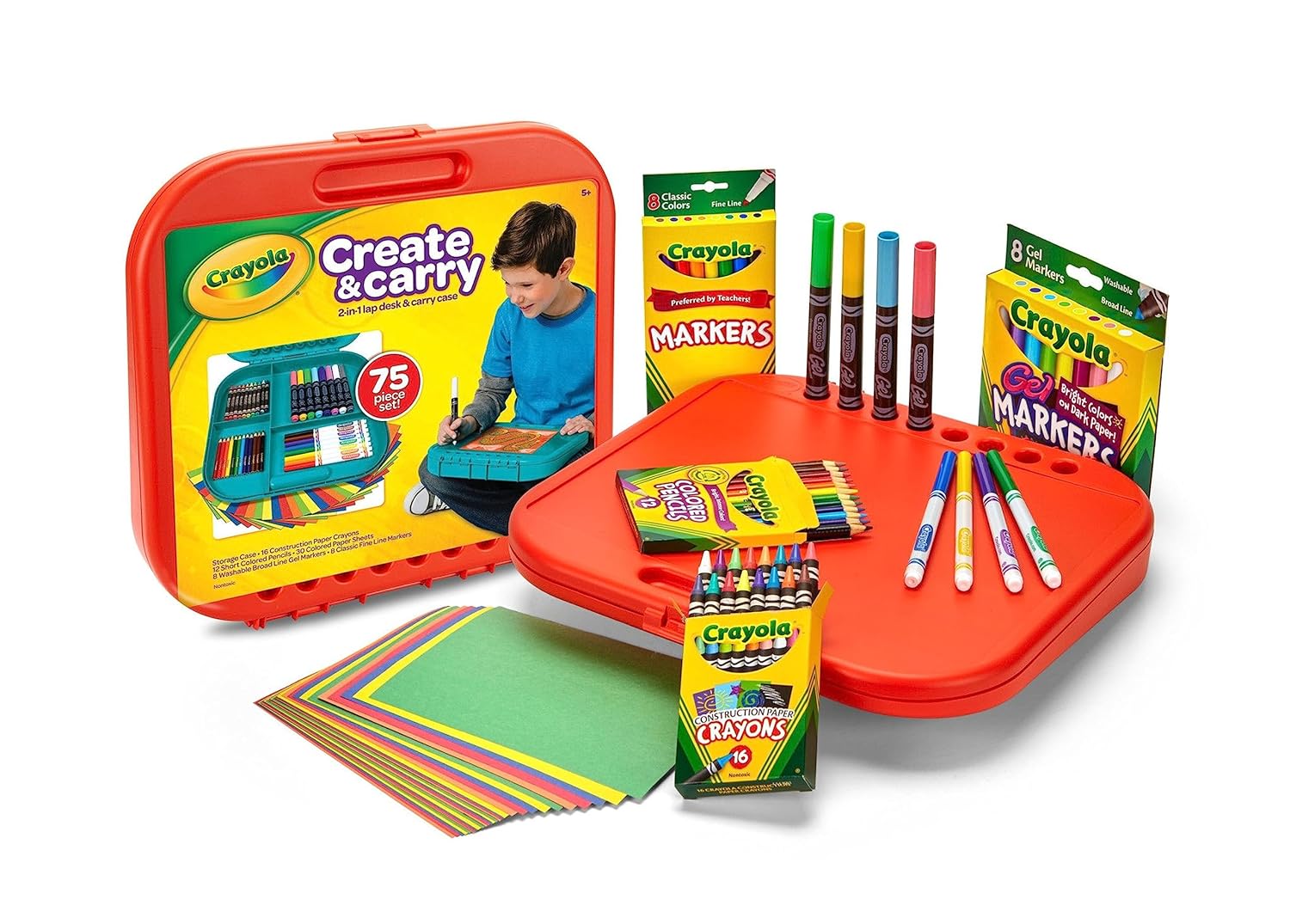 Crayola Create 'n Carry Case, Portable Art Tools Kit 75Pcs 046814