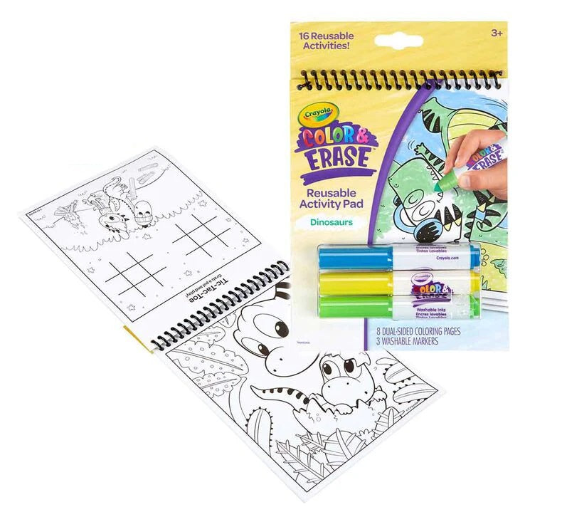 Crayola Dinosaur Color and Erase Reusable Activity Pad with Markers 811491