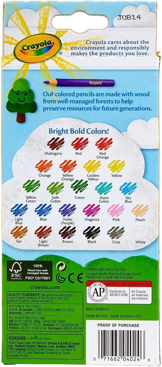 Crayola Long Barrel Colored Pencils Pack of 24 684024