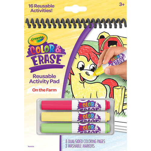 Crayola On the Farm Color and Erase Reusable Activity Pad with Markers 811492