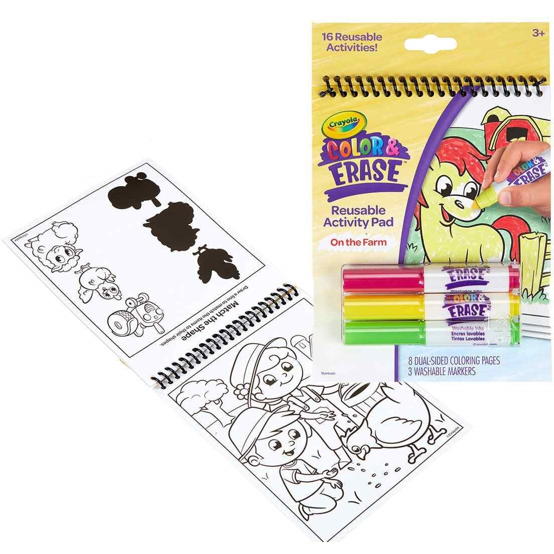 Crayola On the Farm Color and Erase Reusable Activity Pad with Markers 811492
