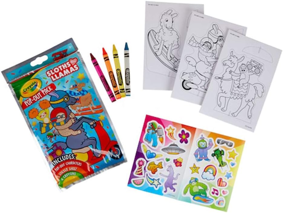 Crayola SLOTH LLAMAS Coloring Activity, Pop Out Pack 040671