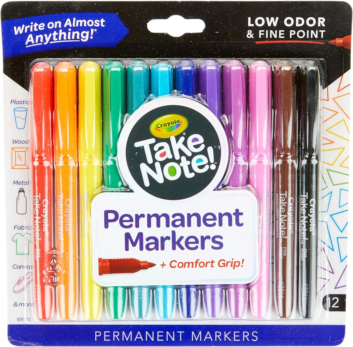 Crayola Take Note Fine Tip Permanent Markers Pack of 12 586539