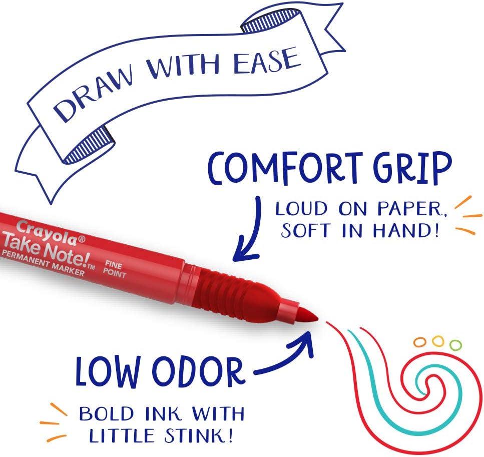 Crayola Take Note Fine Tip Permanent Markers Pack of 12 586539