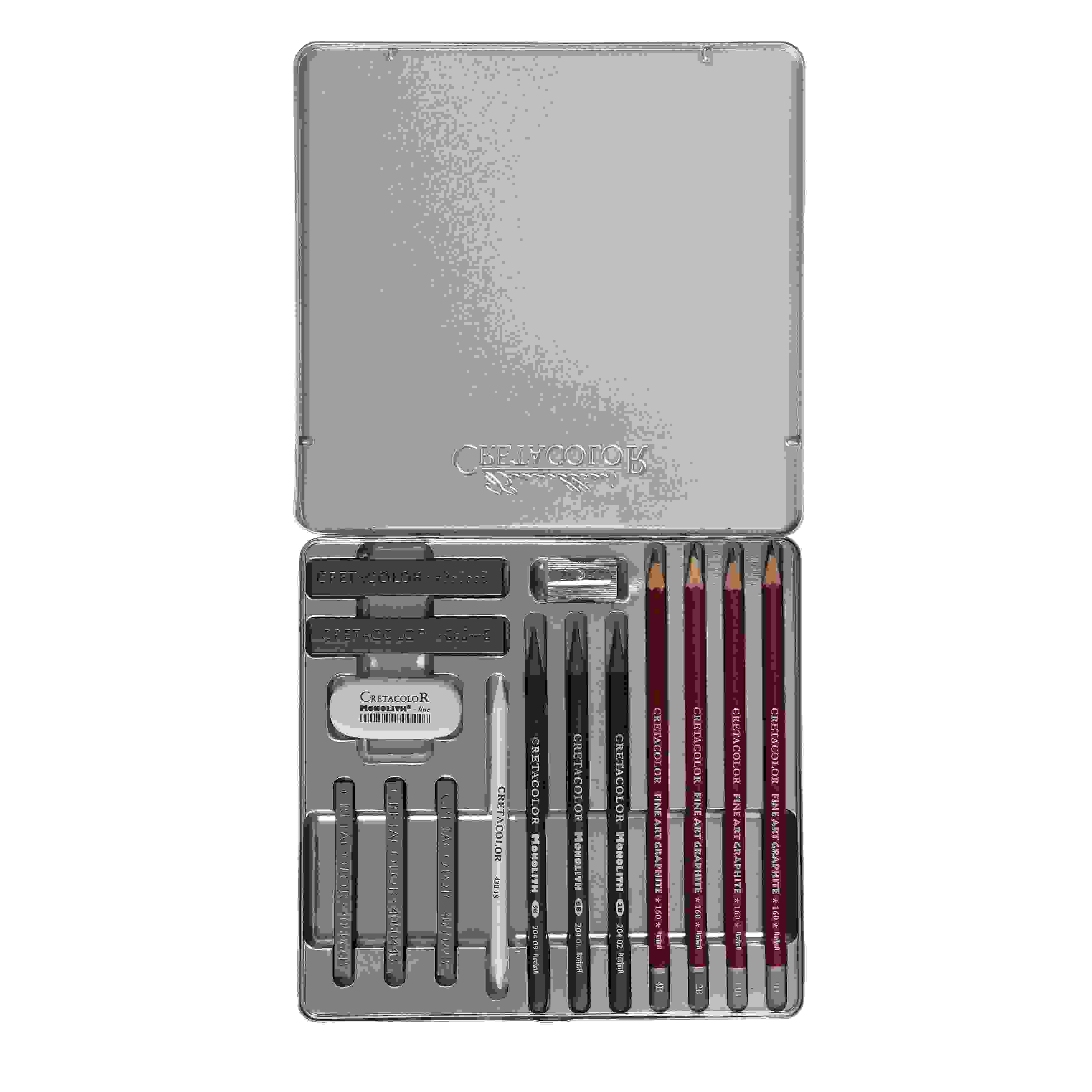 Cretacolor Silver Box Graphite Drawing Set Of 15