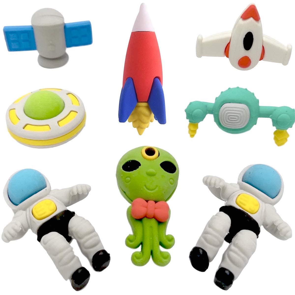 Cute Cartoon Alien Spaceship Erasers for Kids 4Pcs Set