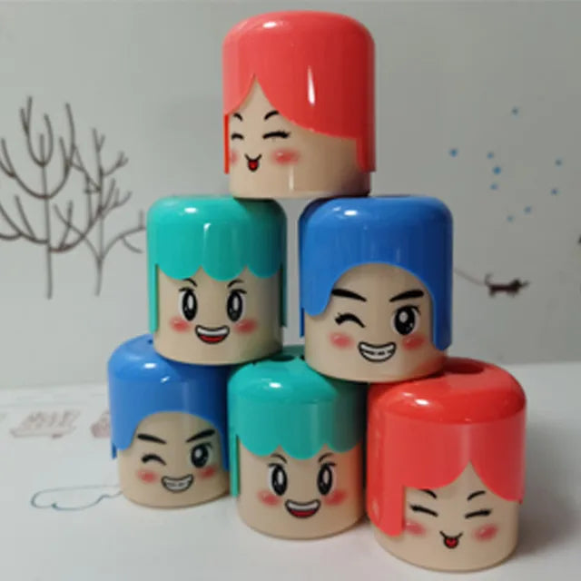 Cute Cartoon Smiling Face Double Hole Pencil Sharpener