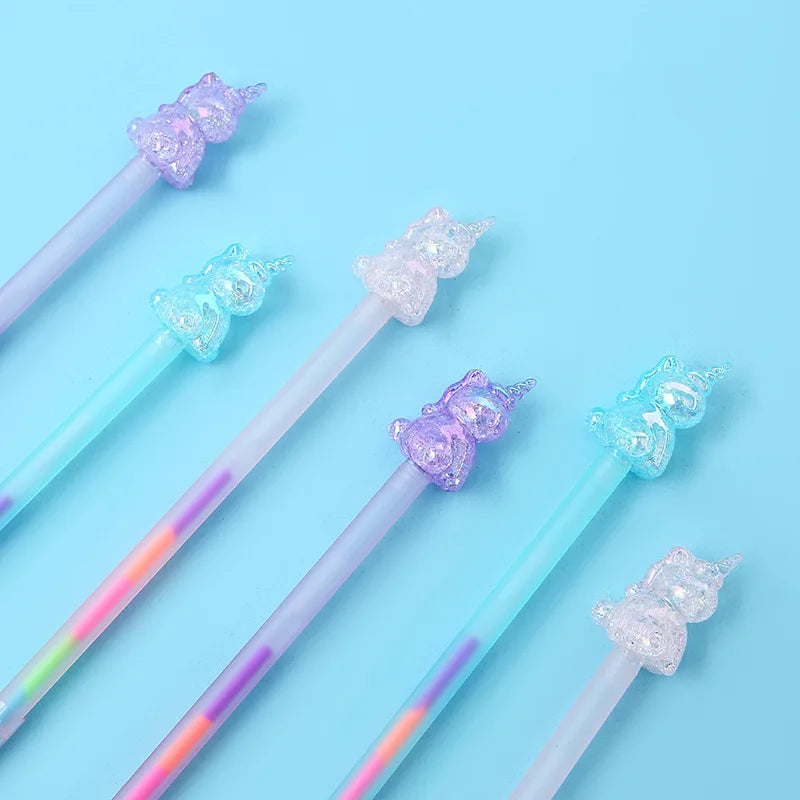 Cute Crystal Unicorn Rainbow Colors Glitter Gel Pen