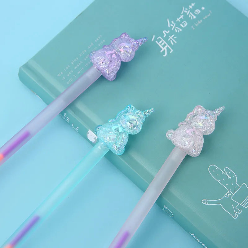 Cute Crystal Unicorn Rainbow Colors Glitter Gel Pen