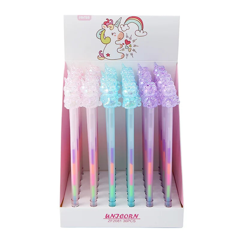 Cute Crystal Unicorn Rainbow Colors Glitter Gel Pen