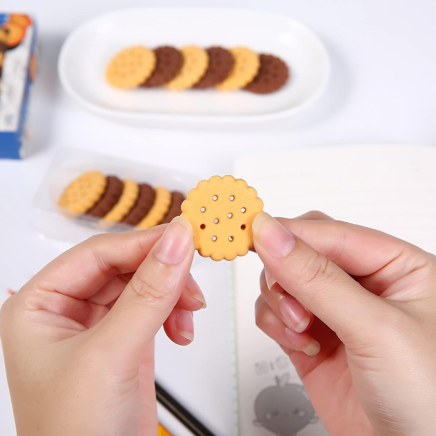 Cute Little Cookie Pencil Erasers for Kids Set of 6