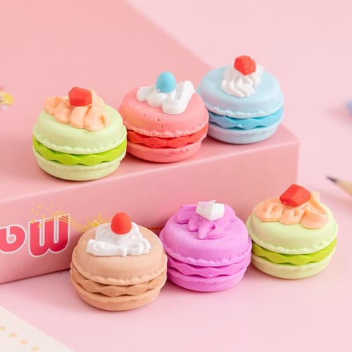 Cute Macaron Dessert Erasers Creative Rubber Pencil Eraser for Kids Pcs Set