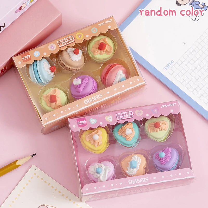 Cute Macaron Dessert Erasers Creative Rubber Pencil Eraser for Kids Pcs Set