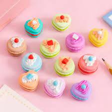 Cute Macaron Dessert Erasers Creative Rubber Pencil Eraser for Kids Pcs Set