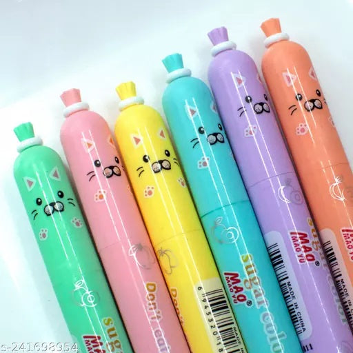 Cute Sausage Shape Cat Highlighter Set of 6