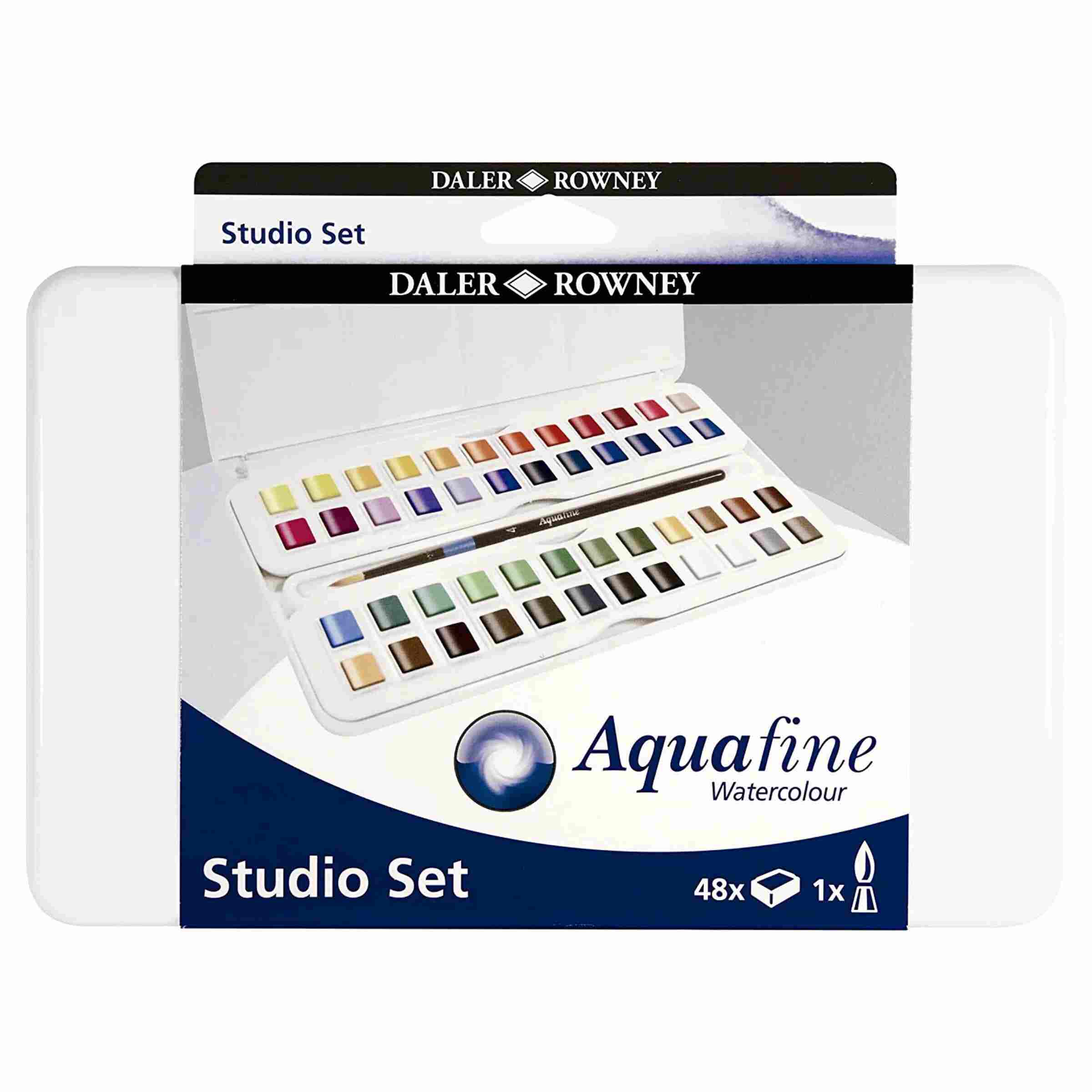 Daler Rowney Aquafine 48 Half Pan Watercolor Studio Set