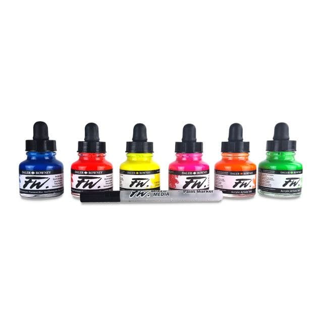 Daler Rowney FW Acrylic Ink Neon Colors Set Of 6 29.5ml
