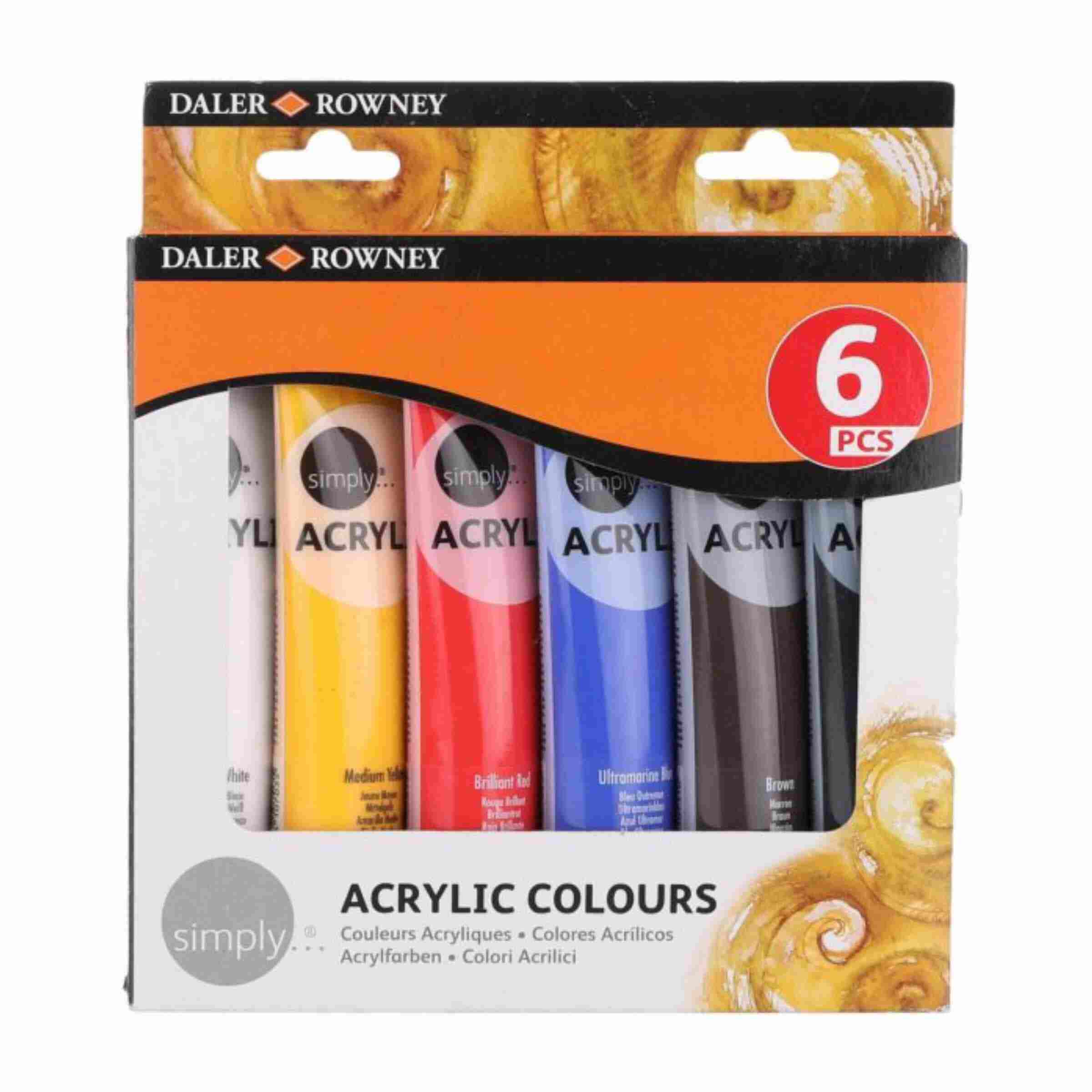 Daler Rowney Simply Acrylic Paints 75ml Pack of 6
