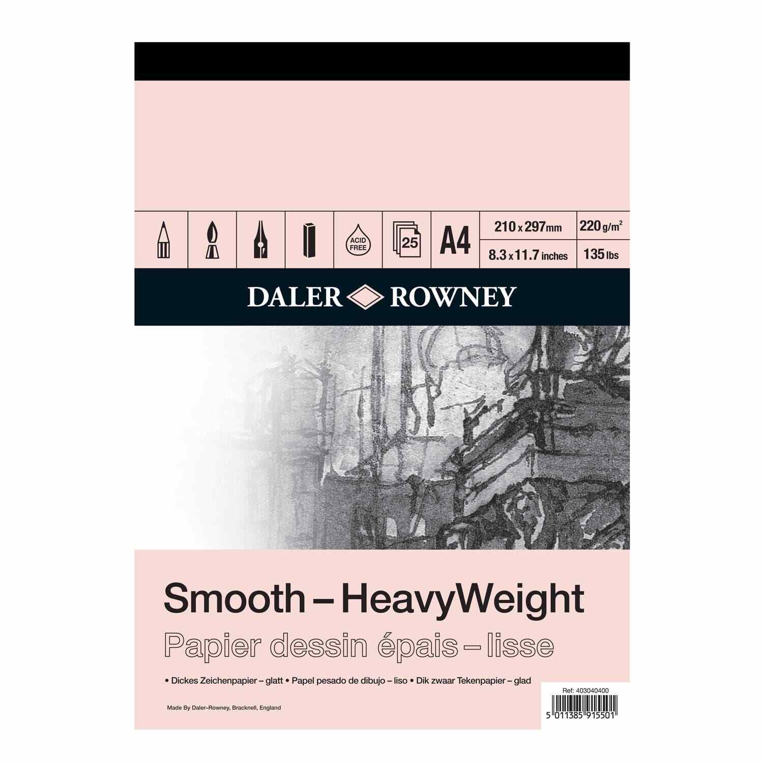 Daler Rowney Smooth Heavyweight Pad 220gsm 25 Sheets