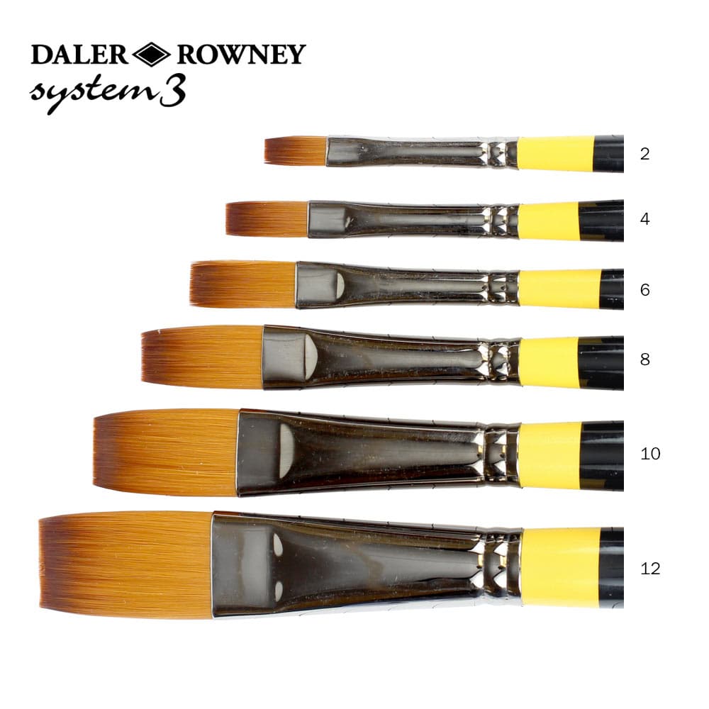 Daler Rowney System 3 Long Handle Flat Brush Single Piece SY-44