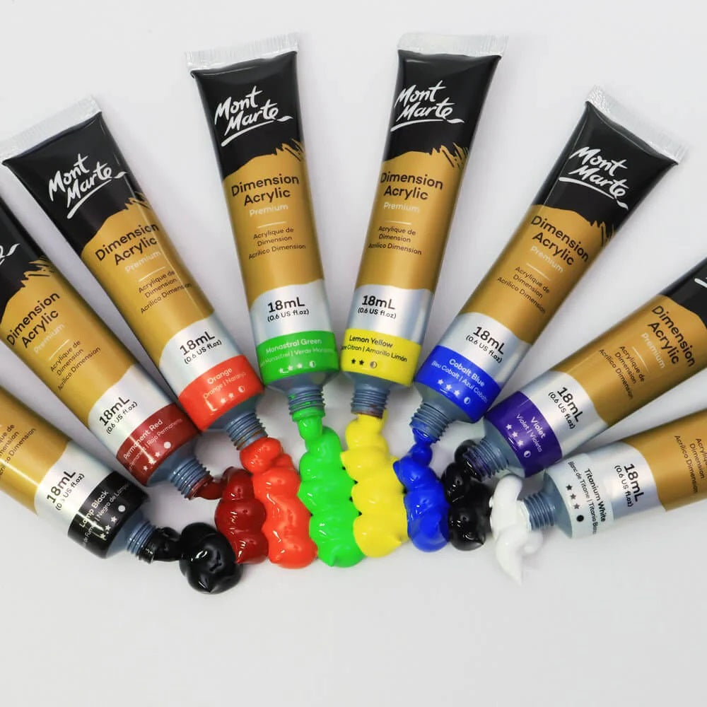 Mont Marte Dimension Acrylic Paint Intro Set Premium 8pc x 18ml