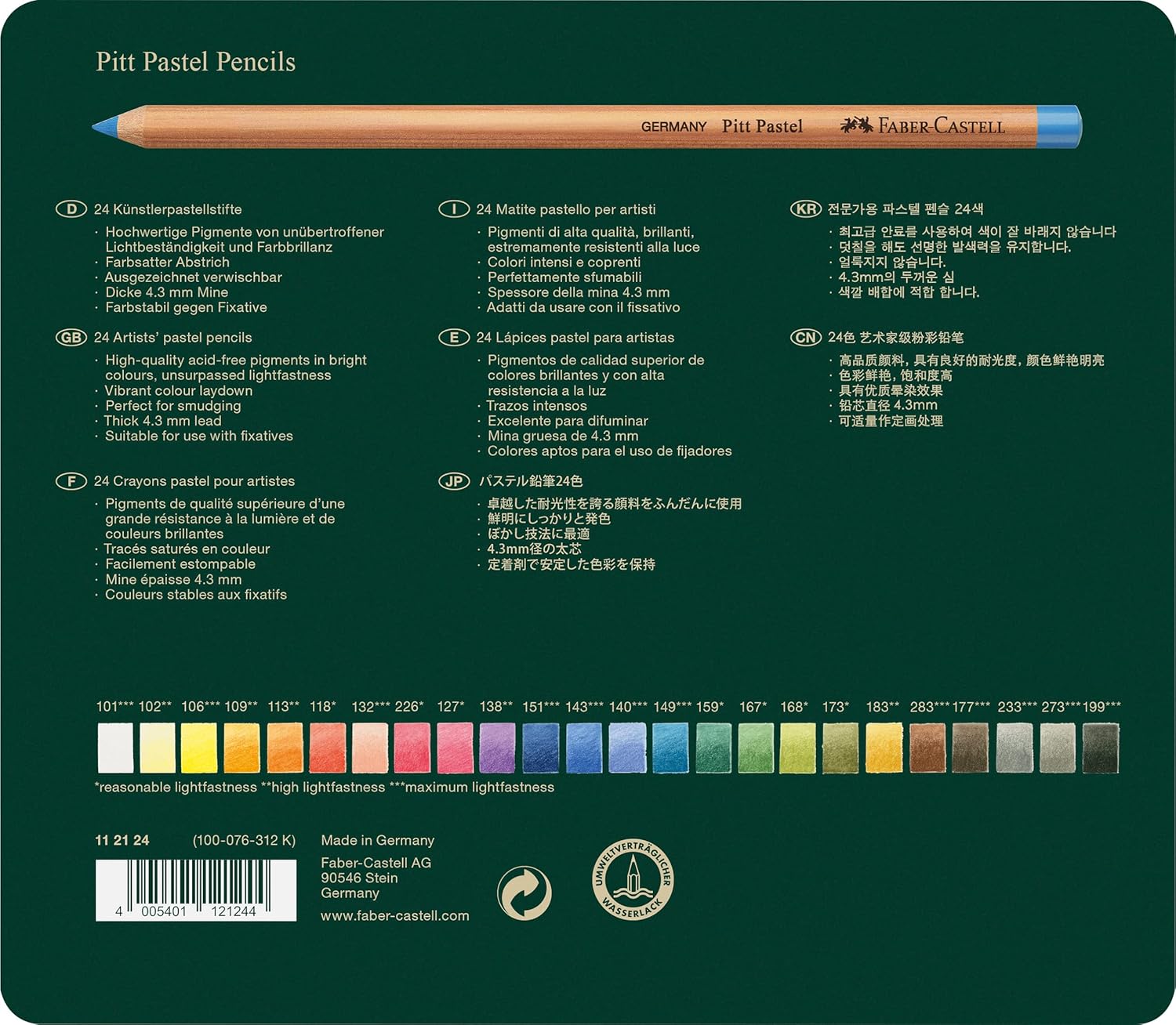 Faber-Castel Pitt Pastel Pencils in A Metal Tin FC112124 (24 Pack)
