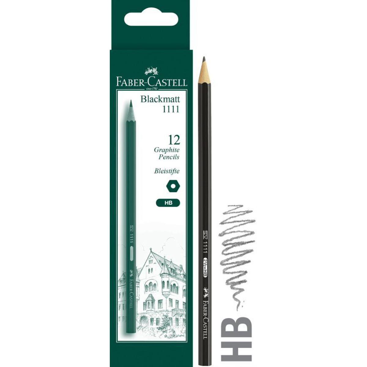 Faber Castell Black Matt Graphite Pencil HB 1111 Pack of 12