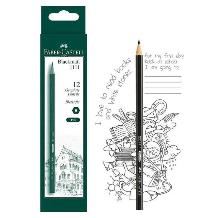 Faber Castell Black Matt Graphite Pencil HB 1111 Pack of 12