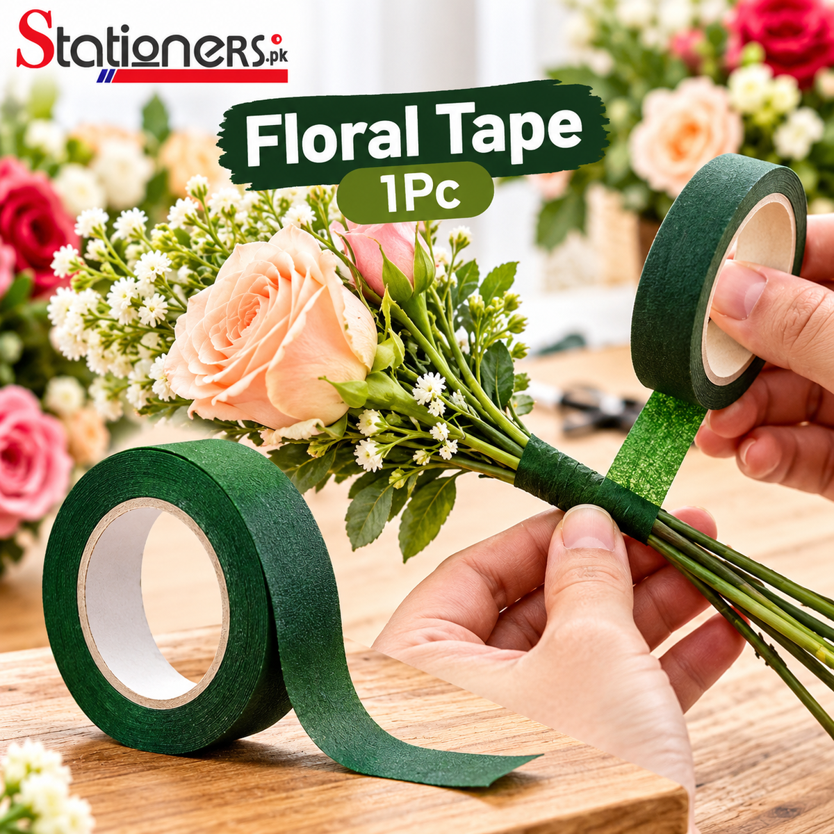 Floral Tape Green 1Pc for Artificial Flower Making & Bouquet Wrapping