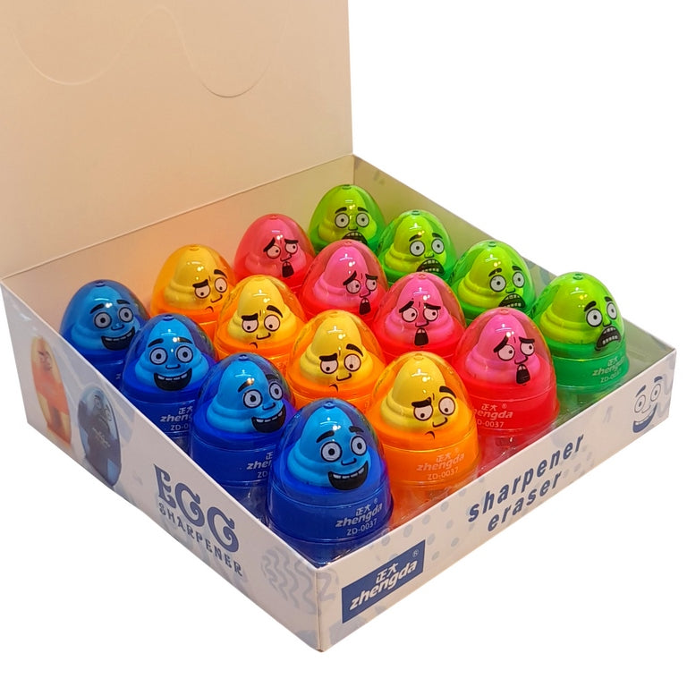 Funky Face Egg Sharpener & Eraser 2 in 1