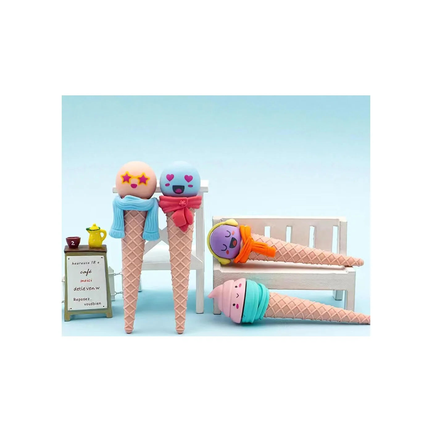 Funny Face Ice Cream Cone Shaped Eraser for Kids