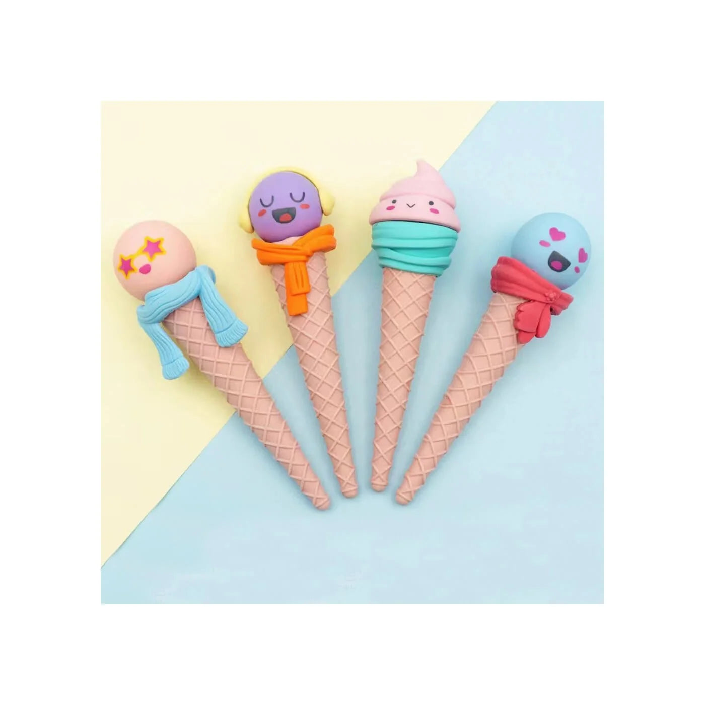 Funny Face Ice Cream Cone Shaped Eraser for Kids