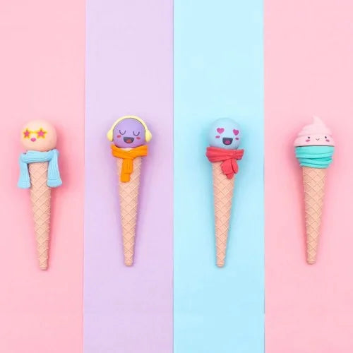 Funny Face Ice Cream Cone Shaped Eraser for Kids