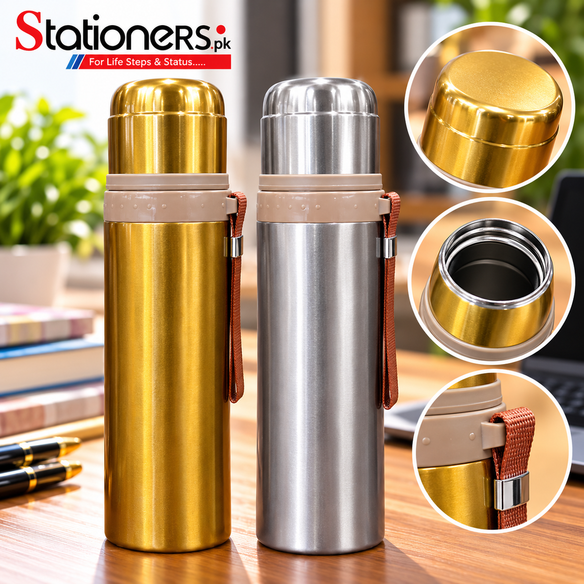 Sports Stainless Steel Insulation Cup – Golden & Silver