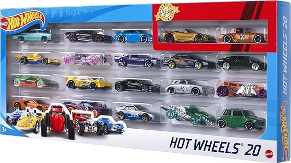 Hot Wheels 20-Car Pack Toy Vehicles For Kids 324-52