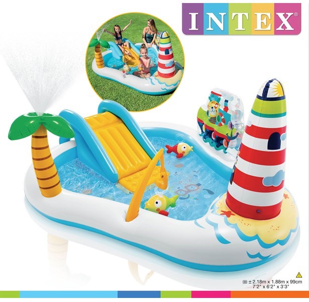 INTEX Fishing Fun Play Center Inflatable Kiddie Pool 86X74X39IN