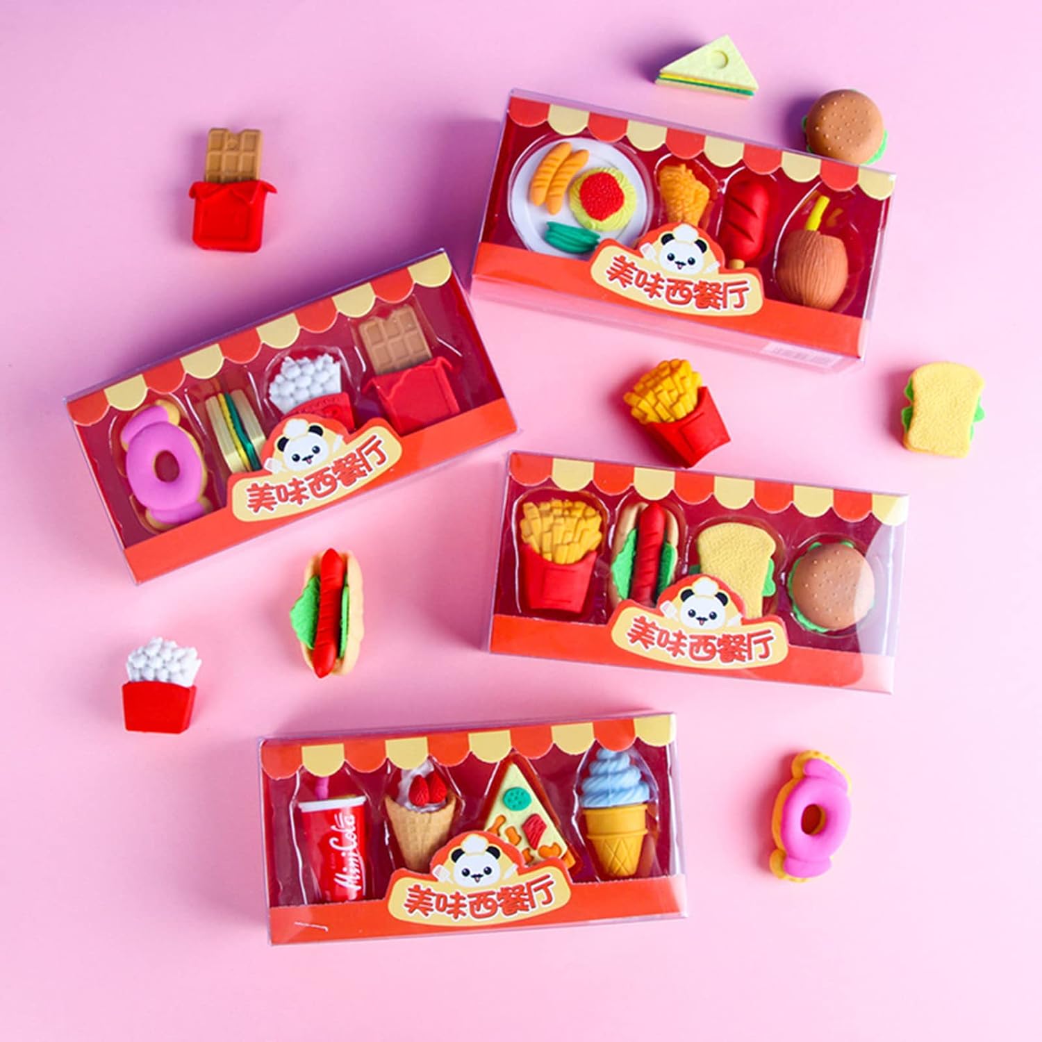 Junk Food Fancy Eraser for Kids Set of 4